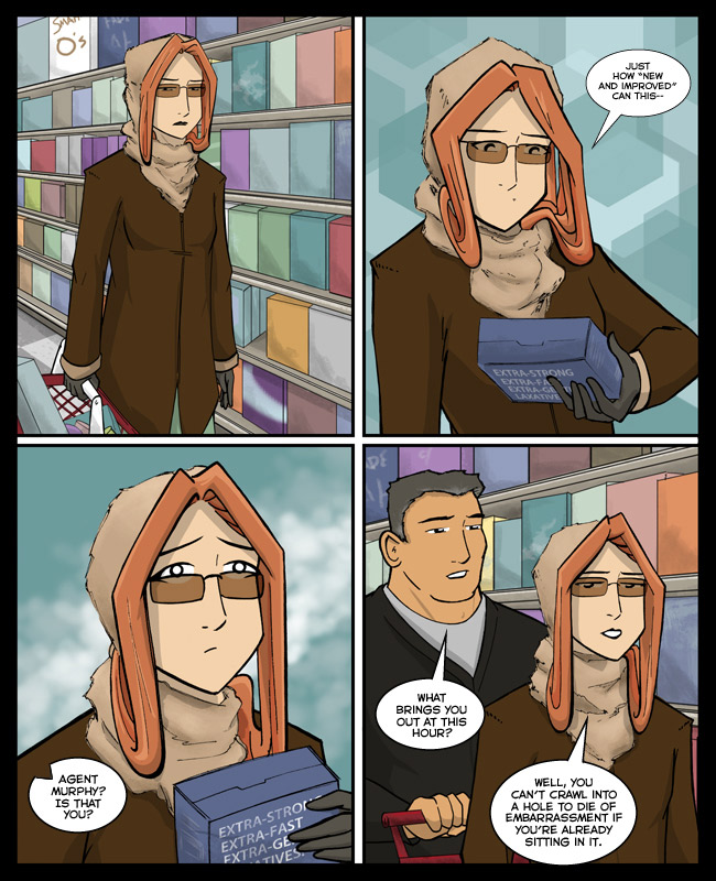 Comic for 06 March 2014: Mare has had one long, strange day. She's been to Australia, Japan, the Kwik-E-Mart...