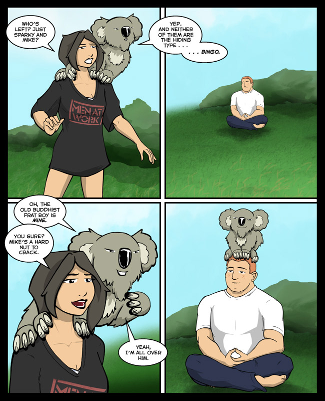 Comic for 01 May 2014: "Is Speedy pooping on Mike's head?" "No, but thanks for tonight's alt-text." 