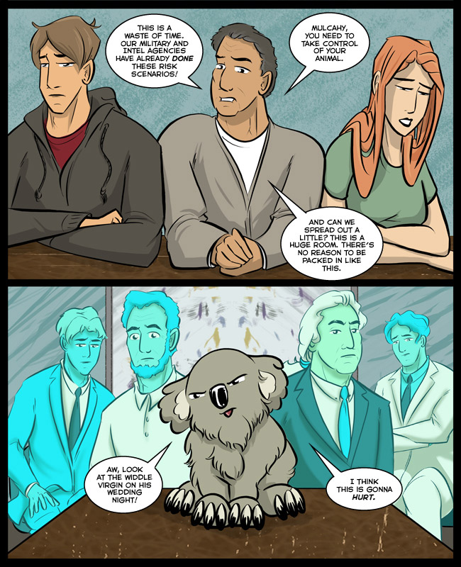 Comic for 22 October 2017: Far right is Smithback, far left is Washington's new pet.