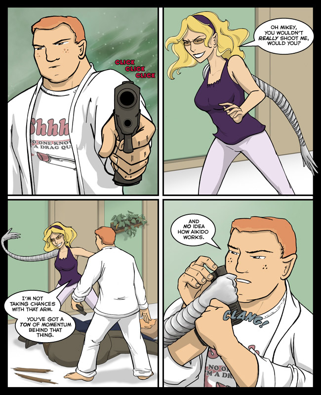 Comic for 09 February 2012: I don't know what the hole on the bottom does but when you draw guns you MUST get the details right or the Internet gets mad.
