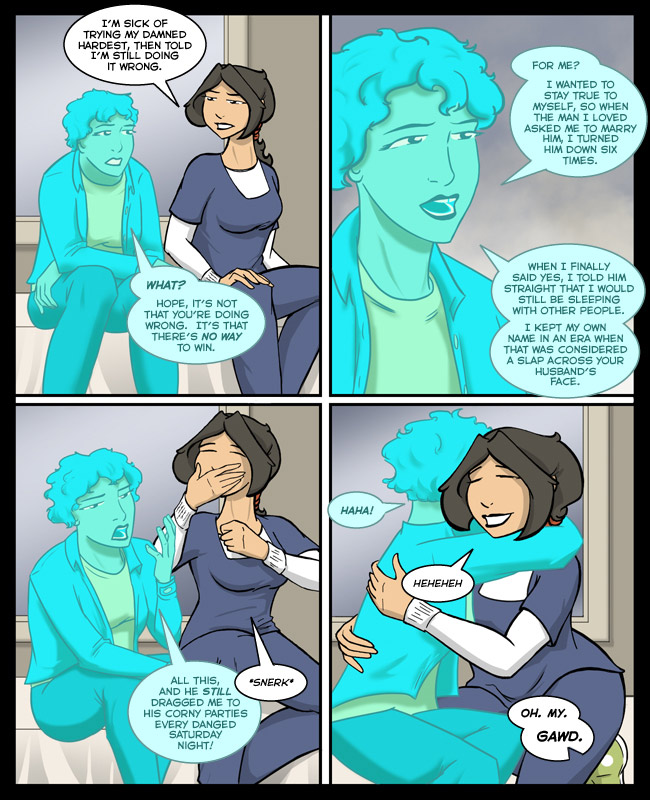 Comic for 18 June 2012: This scene utterly fails the Bechdel test.  