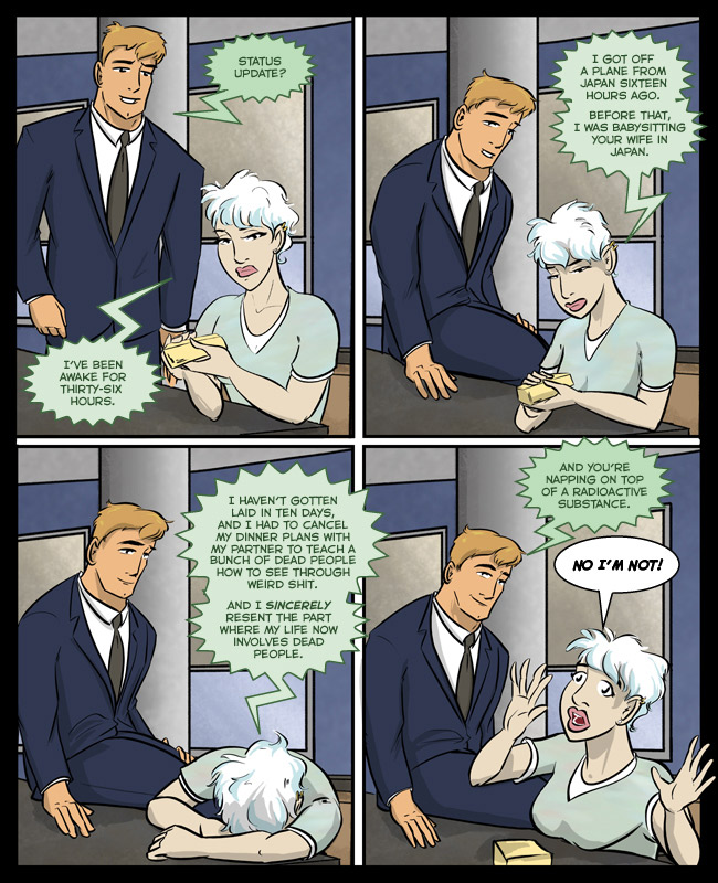 Comic for 18 March 2018: Pat's ready to tackle the day. Rachel's ready to tackle Pat and "find" a nice plot of unmarked land.