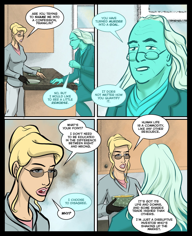 Comic for 08 April 2018: Clarice does her own taxes. She was audited once, and never again.