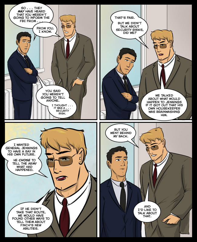 Comic for 28 April 2019: Welp, Pat's being polite. Hide behind a thick wall.