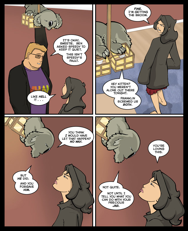 Comic for 12 December 2011: Ceiling koala is watching you masturbate, and is giving you pointers on technique.