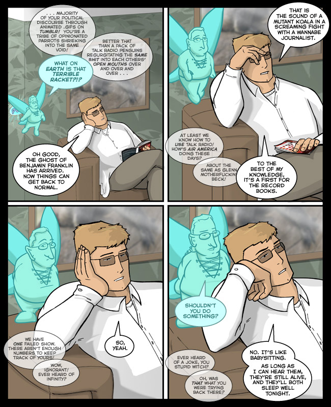 Comic for 24 October 2006: Nearly spun their fight into a conversation about buttholes, but I caught myself. YOU ARE WELCOME!