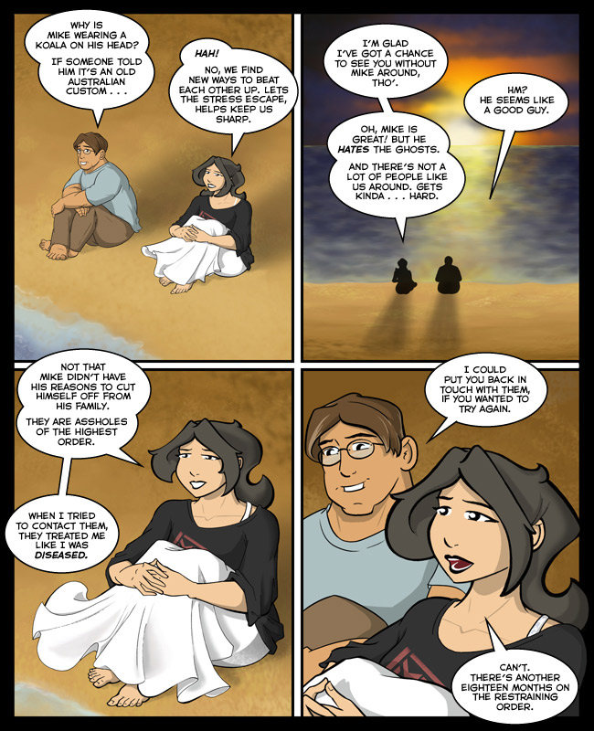 Comic for 17 July 2014: Hope has reverse leprosy, where anyone who comes near her tends to lose limbs. 